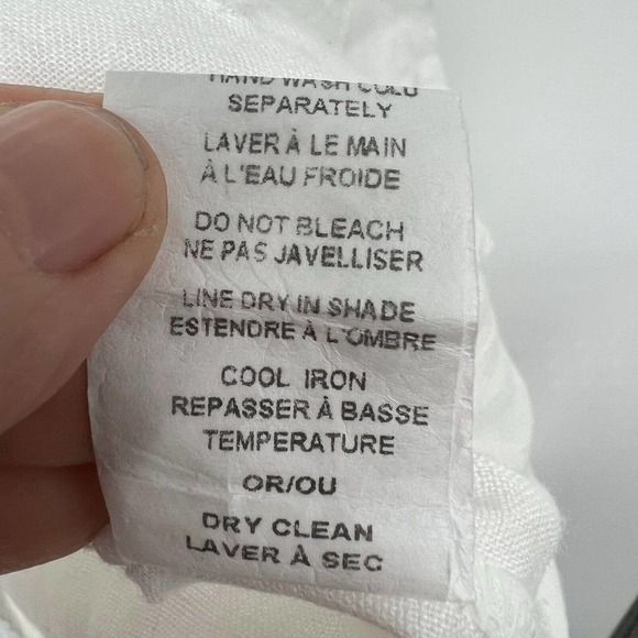 Luisa Perla Mini Dress Sz M White Embroidered Bell Sleeves Round Neck Keyhole - Picture 9 of 9